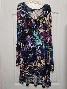 Cable & Gauge Long Sleeve Dress - Multicolored, size Large